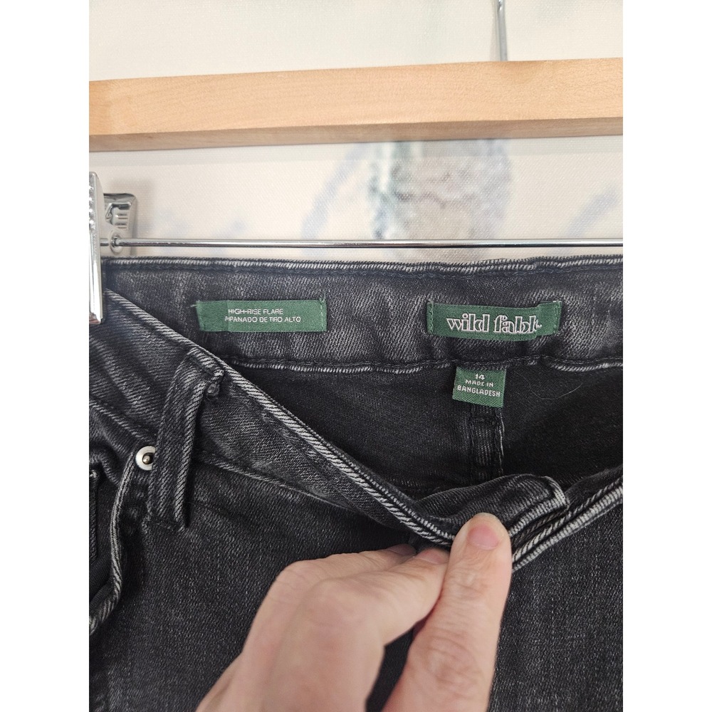Wild Fable Womens High Rise Flare Jeans Washed Black Seamed Front Size 14 - Picture 4 of 9
